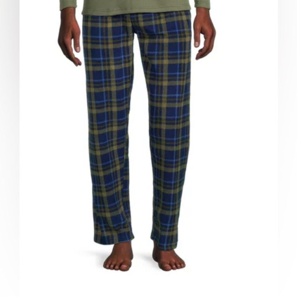 Isotoner Men's Flannel Dark Green & Gray Plaid Pajama Pants NWT Large